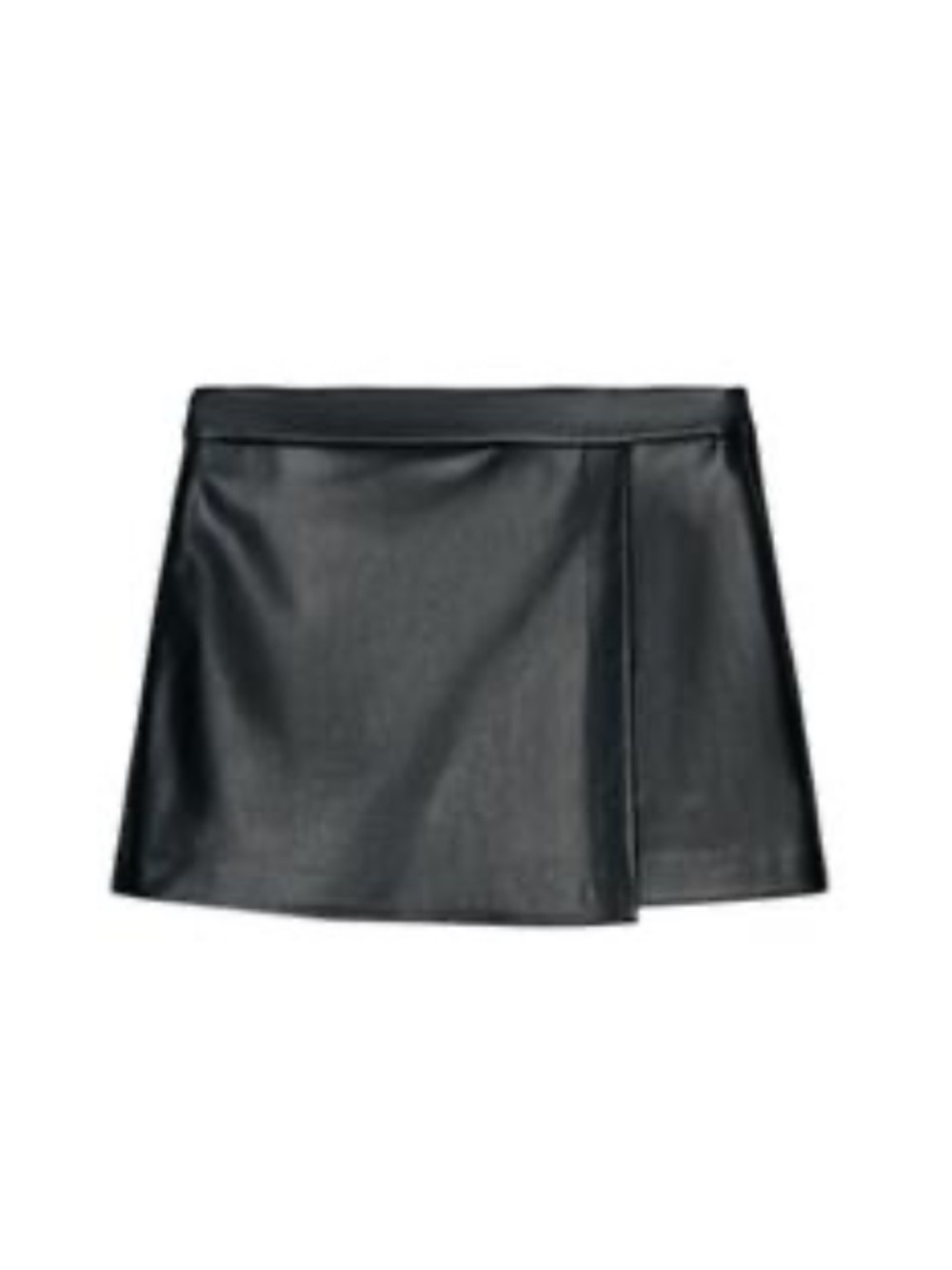 Zara Black Faux Leather Skort with Wrap Detail